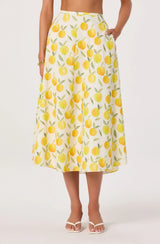 Myria Print Linen A-Line Midi Skirt