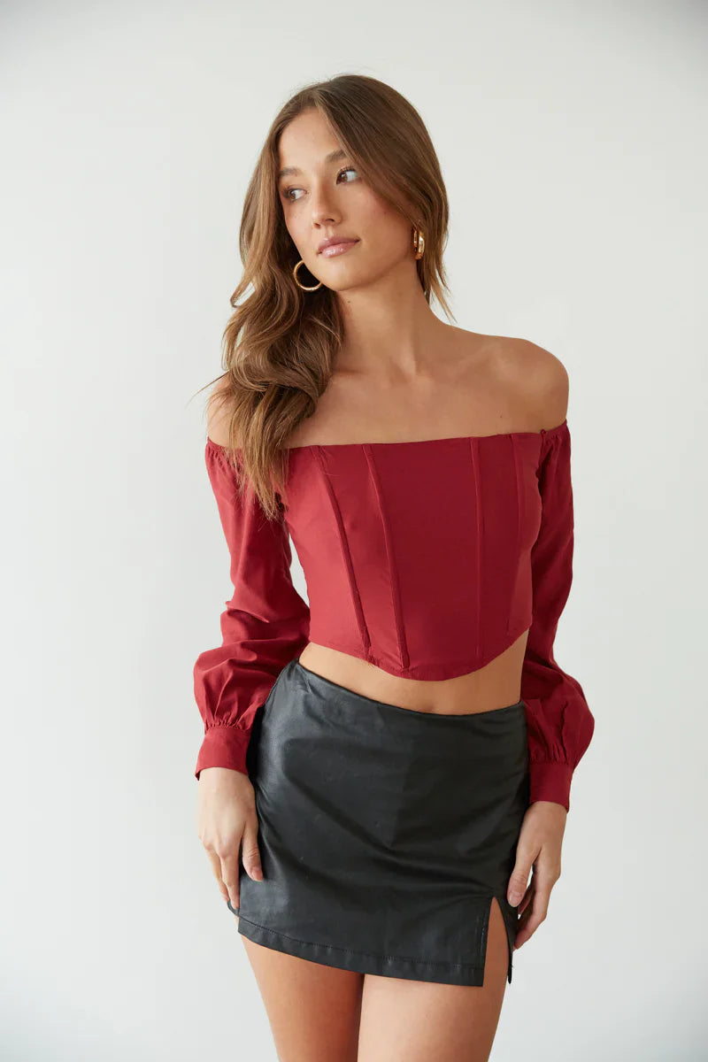 Haley Puff Sleeve Corset Top