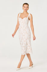 Donne Floral Lace Corset Midi Dress