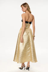 Jacquard Midi Dress with Turn-up