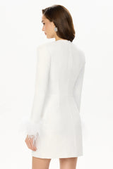 Wrap Feather Sleeve Mini Dress