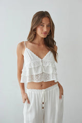 Margaret Ditsy Eyelet Tiered Ruffle Top