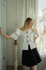 Cotton Gathered Mini Skirt