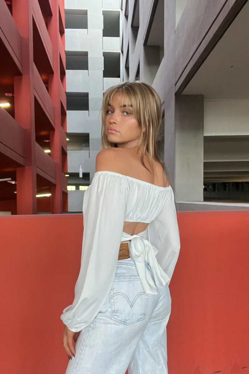 April Puff Sleeve Wrap Crop Top