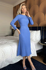 Godet Silhouette Long Sleeve Midi Dress