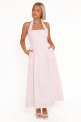 Margerie Halter Dress - Pink Gingham