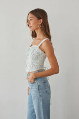 Beverly Lace Trim Floral Bustier Corset Top