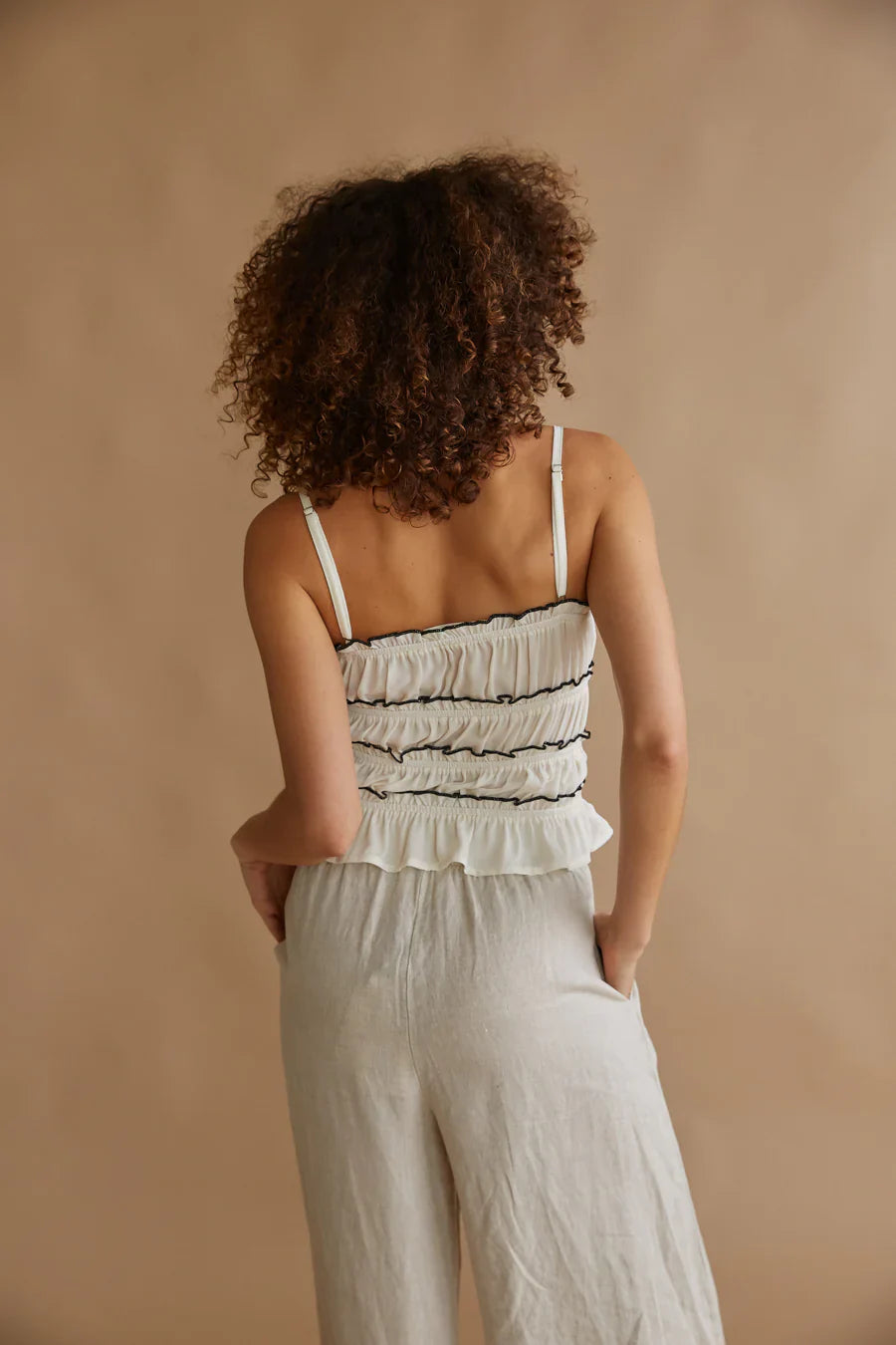 Alicia Ruffle Smocked Bow Top