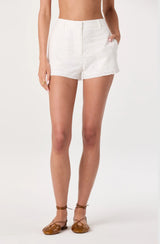 Mercy Eyelet Embroidered High-Rise Mini Shorts
