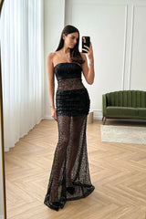 Bugle Beads Bustier Maxi Dress