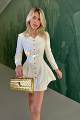 Long Sleeve Button Front Mini Dress