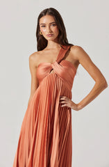 Rasya One-Shoulder Pleated Maxi Dress