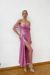 Asymmetrical Draped Back Wrap Midi Dress