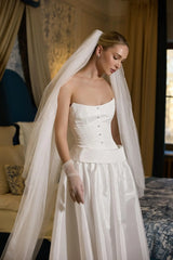 "Serment" Buttoned Corset And Lapel Skirt