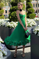 Flounce Bustier Midi Dress