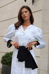 Maxi Dress With Buttons And Voluminous Belt