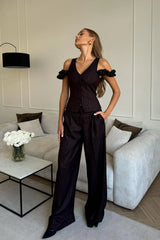 Decorated Shoulder Details Waistcoat Top