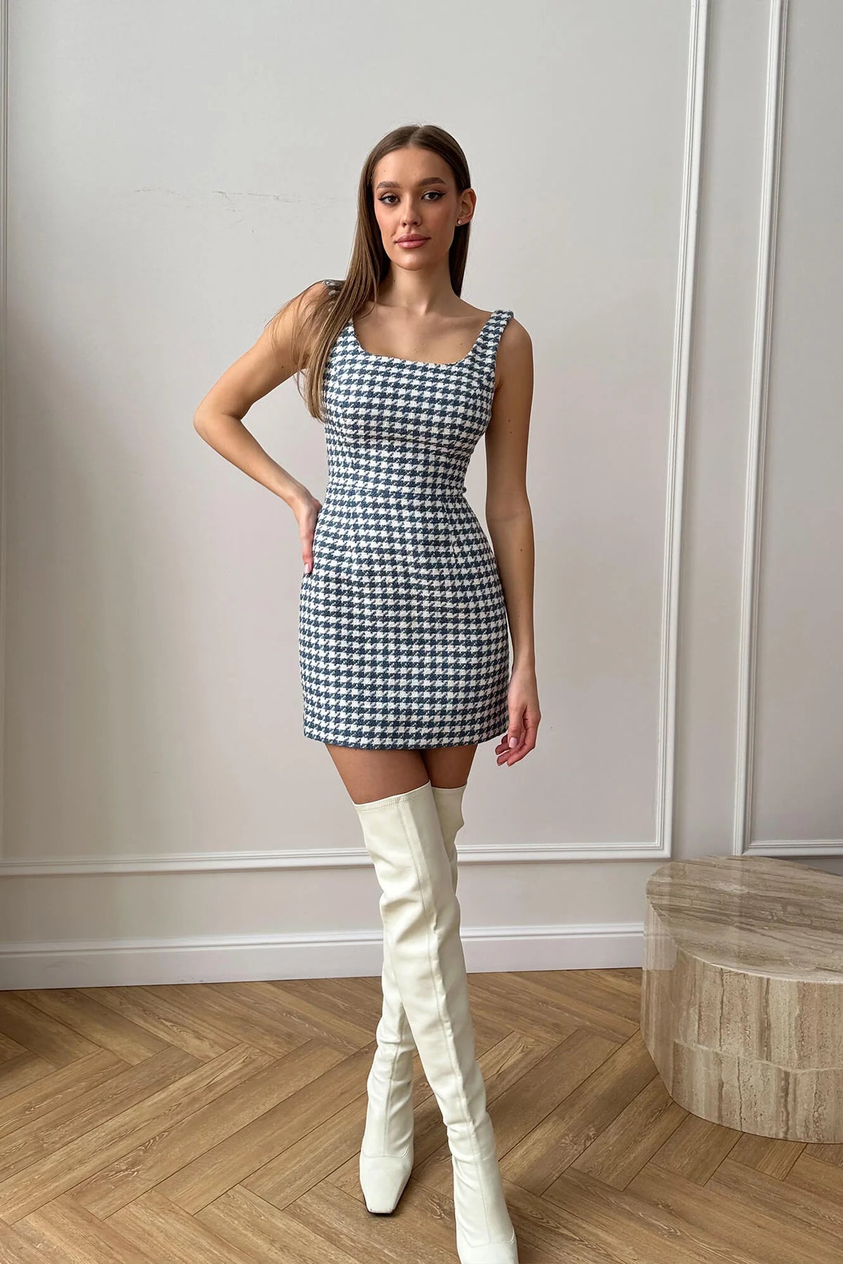 Tweed Strap Mini Dress