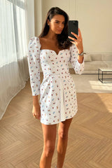 Berry Printed Long Sleeve A-Line Mini Dress