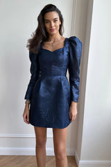 Jacquard Long Sleeve Mini Dress