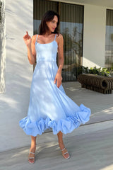 Flounce Bustier Midi Dress