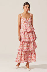 Midsummer Eyelet Tiered Floral Maxi Dress