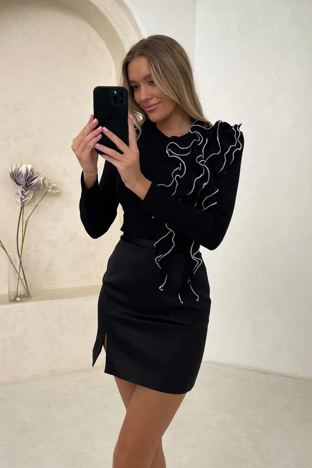 Knitted Ruffled Bodysuit