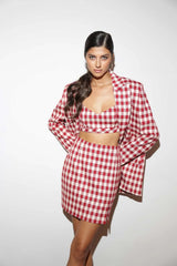 Plaid Slit Mini skirt