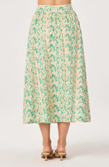 Keesha Button-Front Floral Midi Skirt