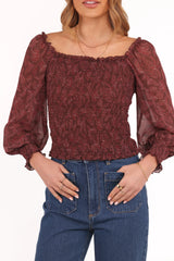 Alberta Top - Burgundy Paisley