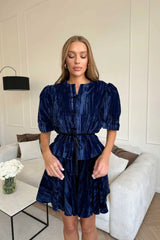 Velvet Gathered Mini Skirt