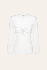 Flounce Chest Long Sleeve Knit Shirt