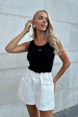 Contrast-Stitch Denim Shorts
