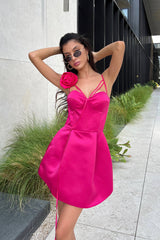Rose Detail Bell Corset Mini Dress