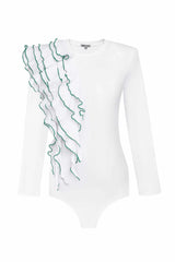 Knitted Green Ruffled Bodysuit