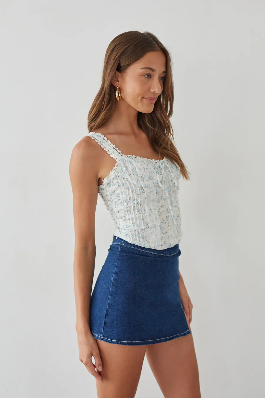 Beverly Lace Trim Floral Bustier Corset Top