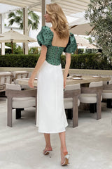 Polka-Dot Puffy Sleeve Bustier Crop Top