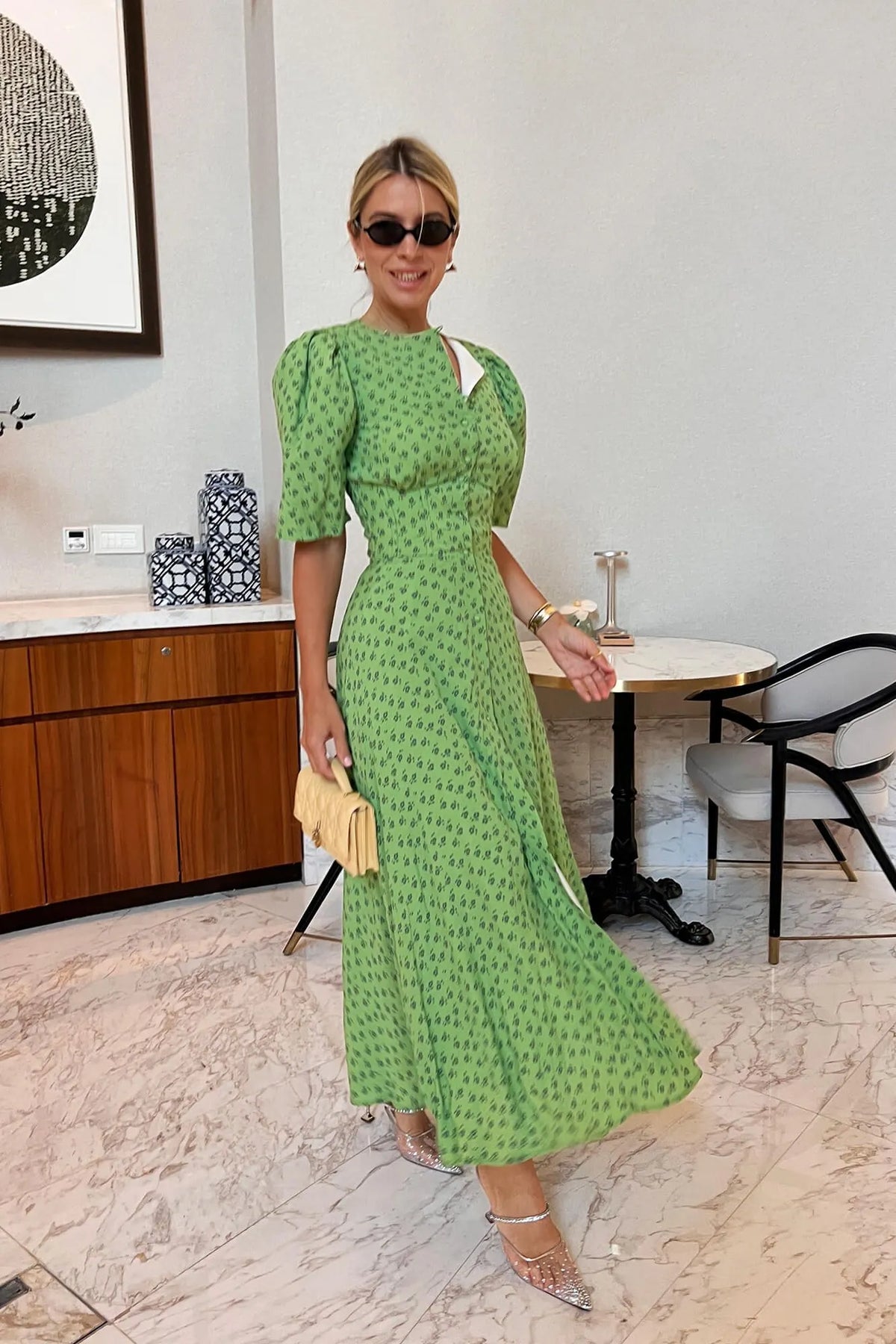 Short Sleeve Buttoned Midi Dress