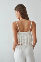 Margaret Ditsy Eyelet Tiered Ruffle Top