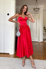 Bustier Pleated Bust Cups Midi Dress