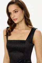 Satin Square Neck Top with removable rose