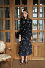 Godet Silhouette Long Sleeve Midi Dress