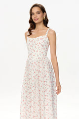 Strap Midi Dress with Corset-Style Bodice