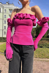 Flounced Bustier Top with Gloves