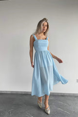 Draped Bodice Chiffon Midi Dress