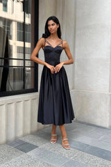 Rose Detail Bell Corset Midi Dress