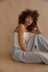 Amelie Eyelet Trim Bow Corset Top