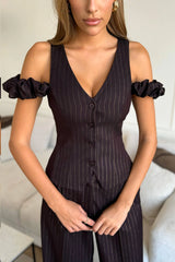 Decorated Shoulder Details Waistcoat Top
