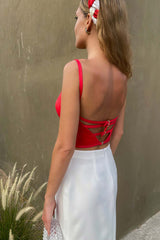 Strappy Back Corset Crop Top