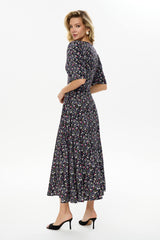 Short Sleeve Buttoned Midi Dress